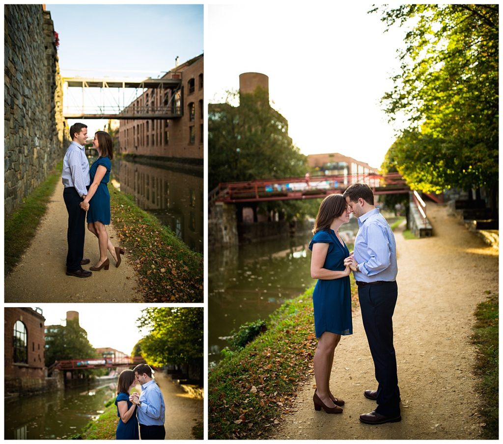 engagement session at the canal in Georgetown
