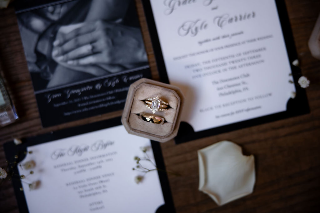 Invitations and rings.