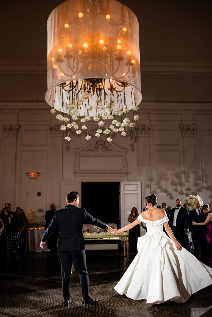 A bride and groom first dance. 